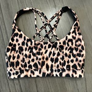 Victorias Secret Sport Lightly Lined Strappy Back Sports Bra Leopard Print